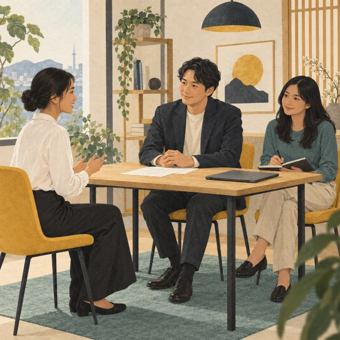 Illustration of a supportive job interview practice session